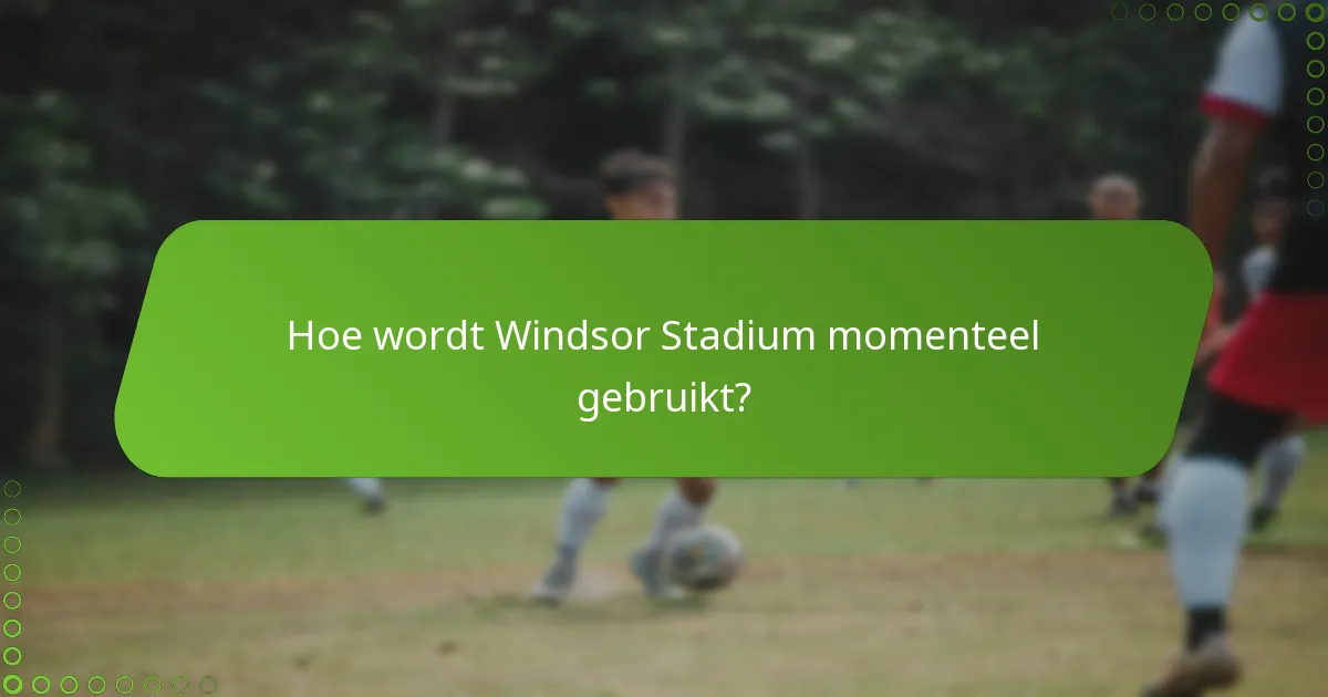 Hoe wordt Windsor Stadium momenteel gebruikt?